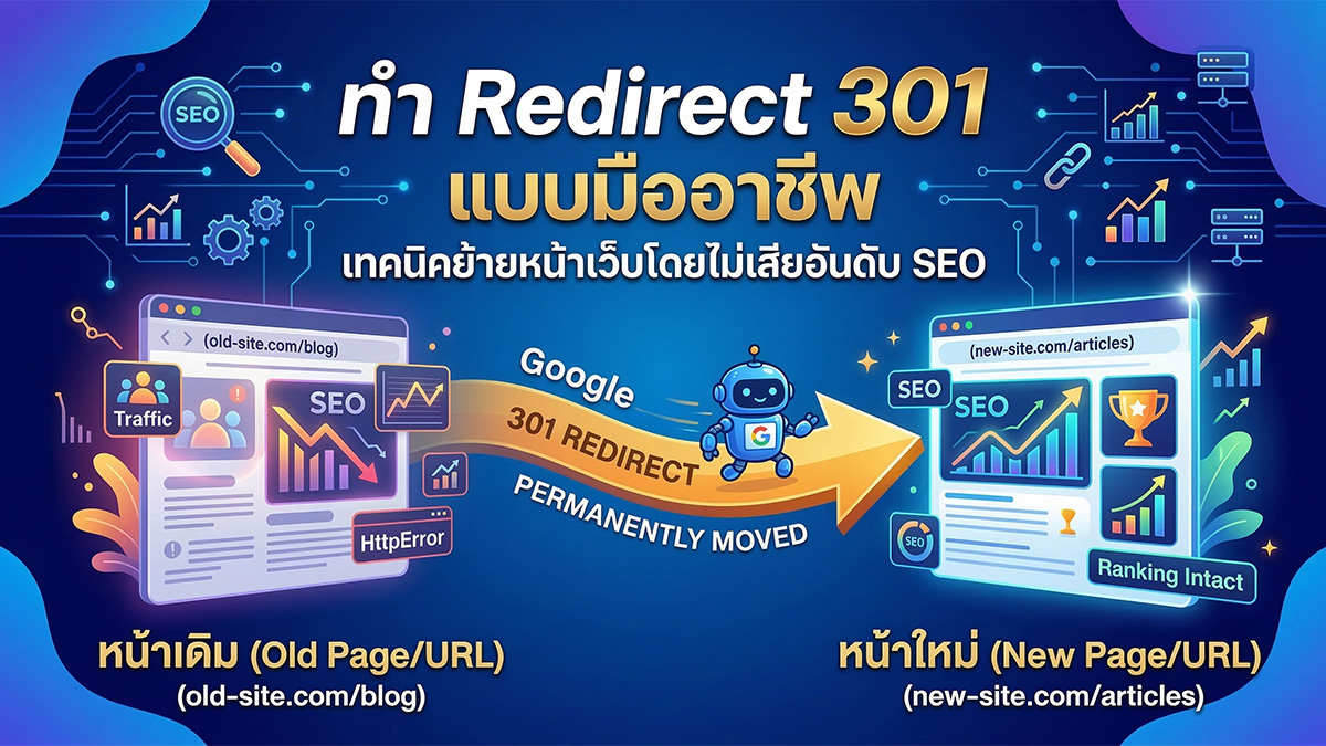 การทำ Redirect 301 ย้ายหน้าเว็บโดยไม่เสียอันดับ SEO